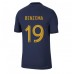 Cheap France Karim Benzema #19 Home Football Shirt World Cup 2022 Short Sleeve